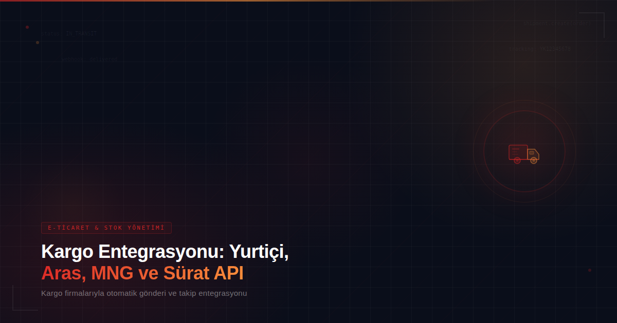 Kargo Entegrasyonu: Yurtiçi, Aras, MNG ve Sürat API