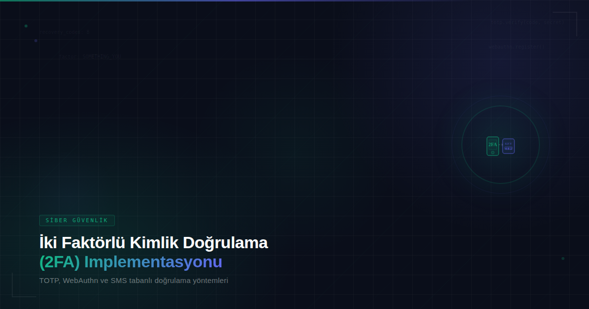 İki Faktörlü Kimlik Doğrulama (2FA) Implementasyonu