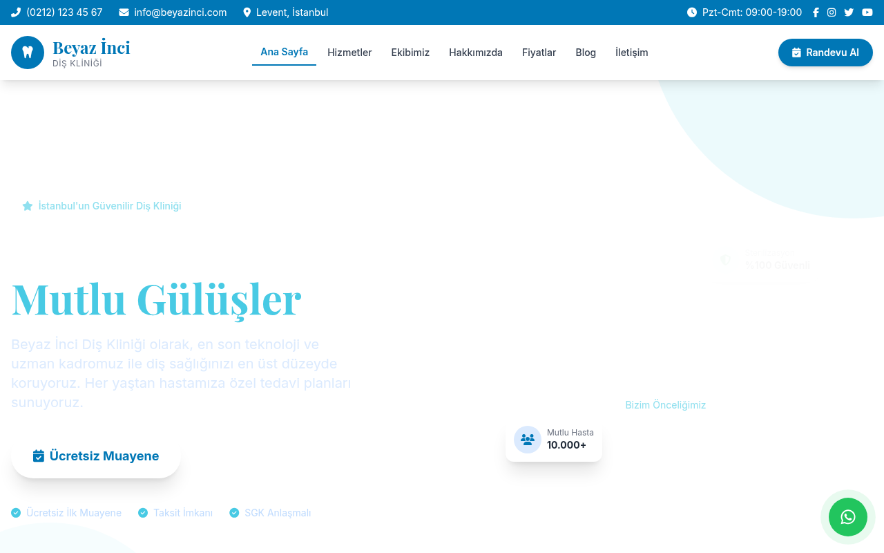 Diş Kliniği Web Sitesi Projesi