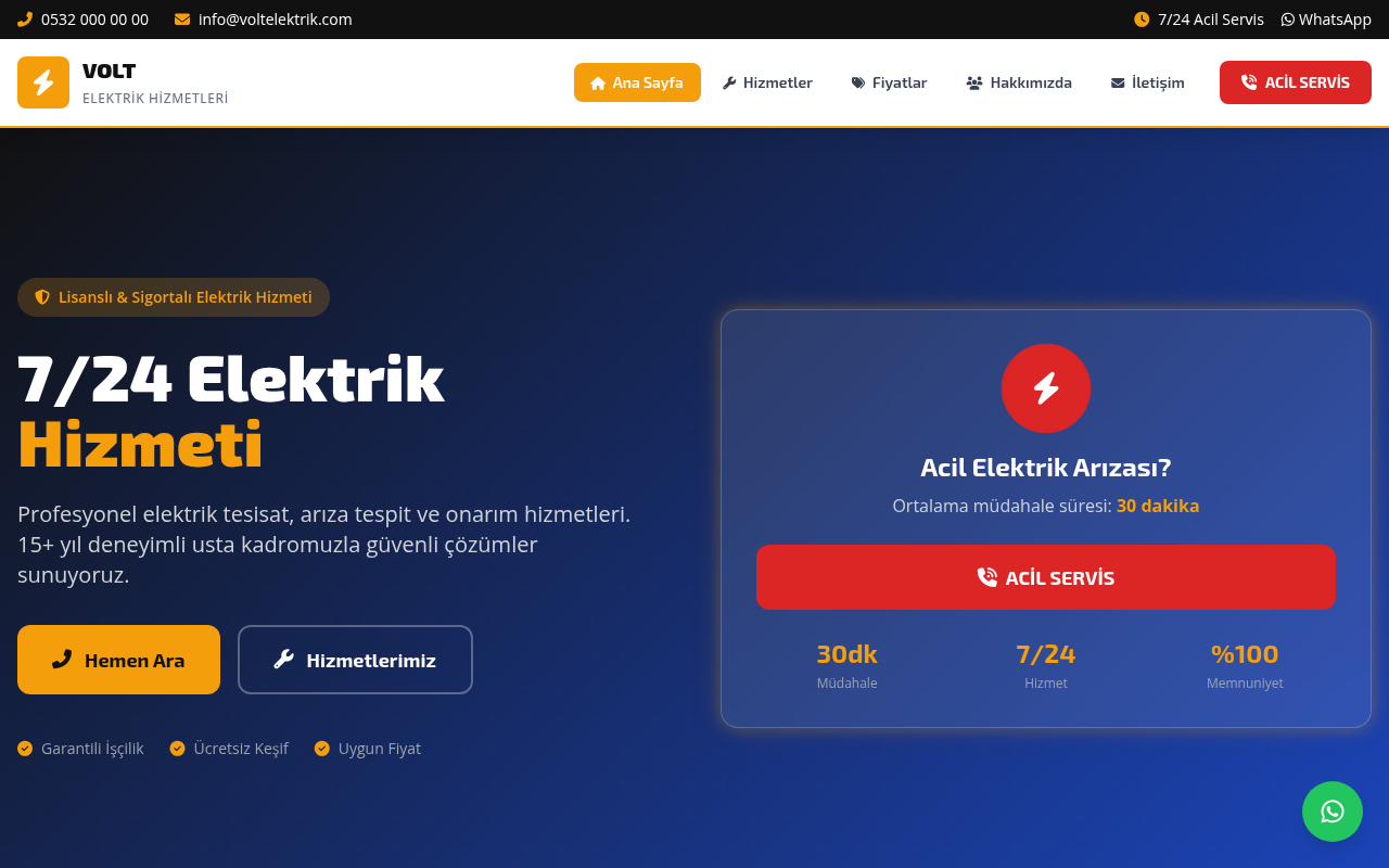 Elektrikçi Web Sitesi Projesi