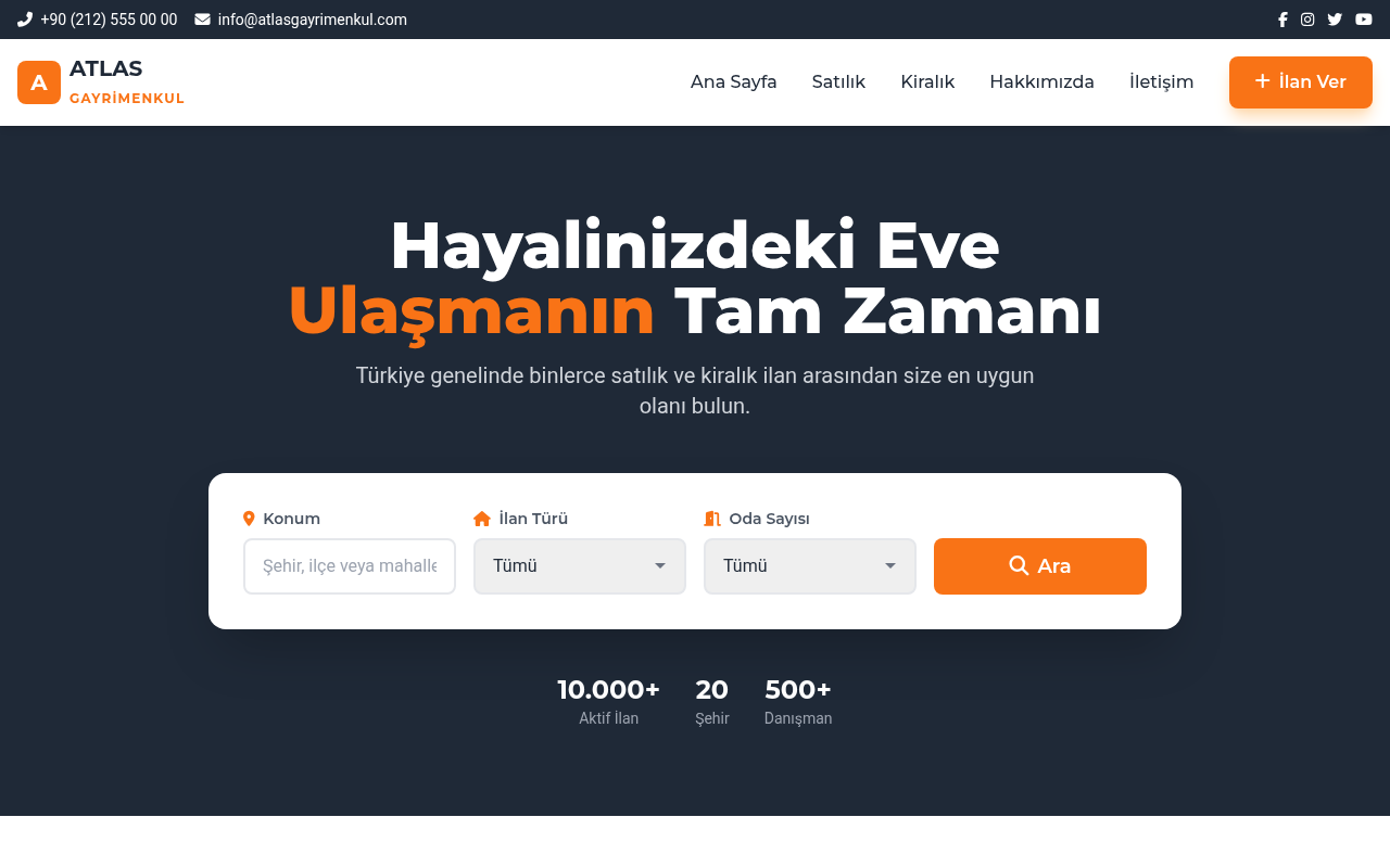 Emlak ve Gayrimenkul Web Sitesi Projesi