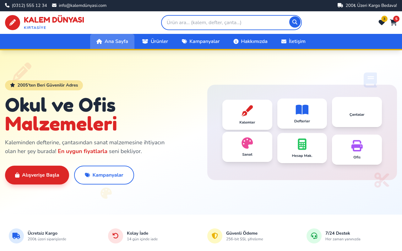 Kırtasiye ve Ofis Web Sitesi Projesi