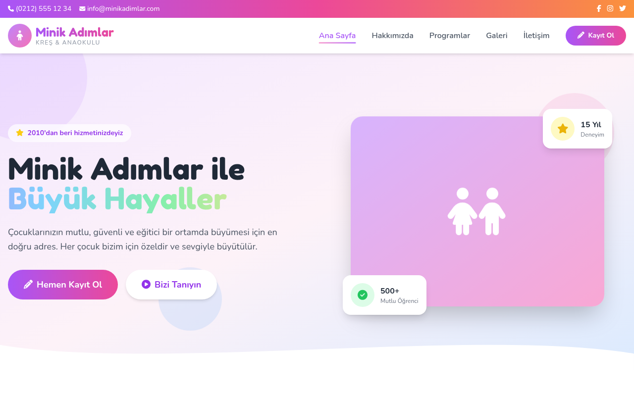 Kreş ve Anaokulu Web Sitesi Projesi