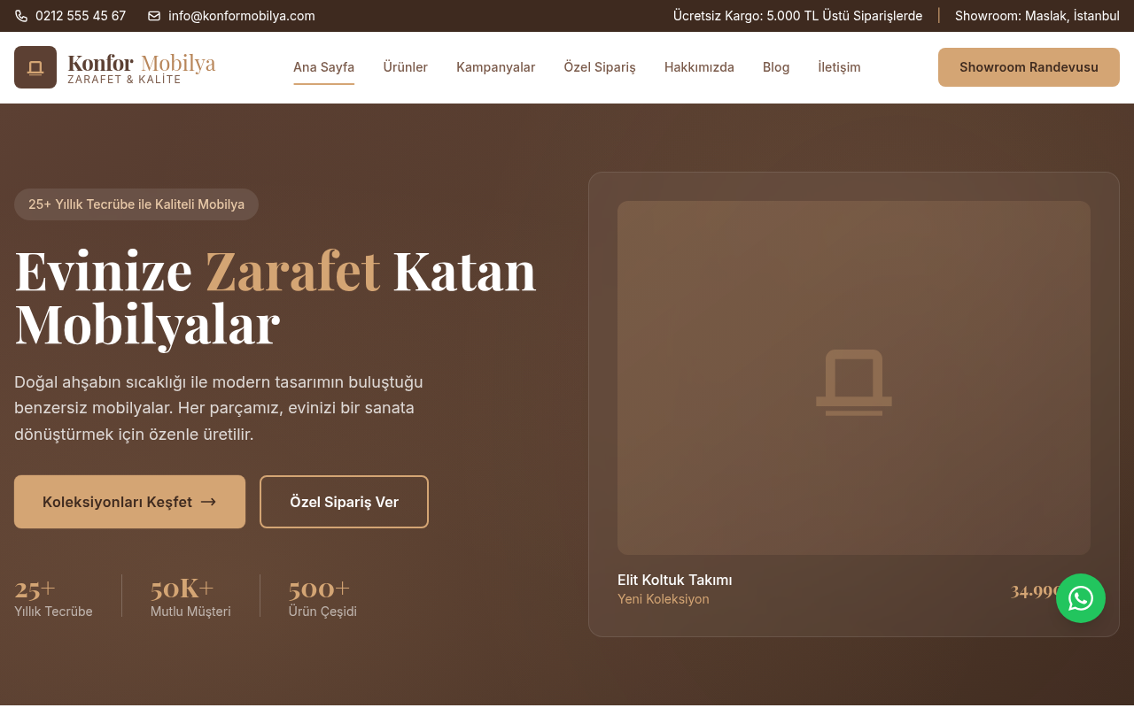 Mobilya Mağazası Web Sitesi Projesi
