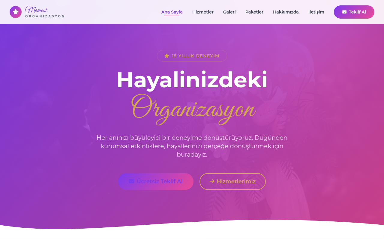 Organizasyon ve Etkinlik Web Sitesi Projesi
