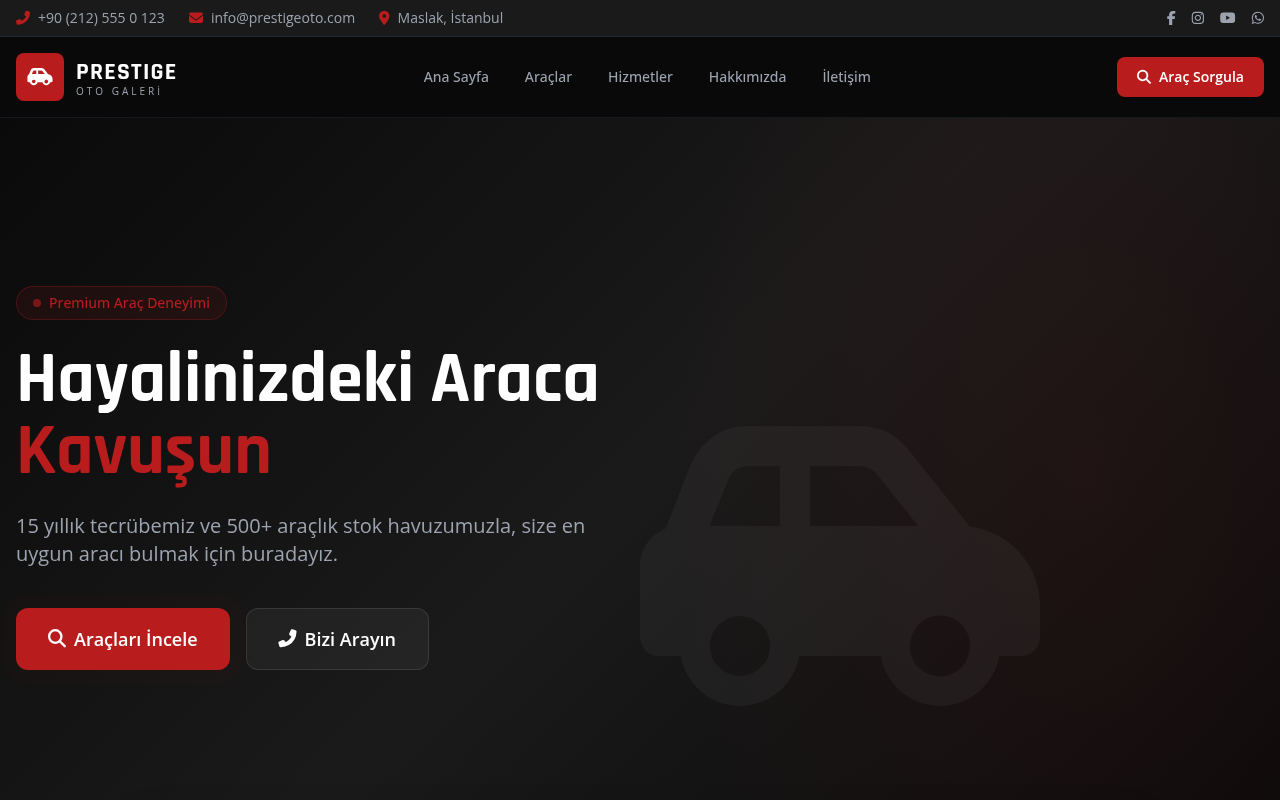 Oto Galeri Web Sitesi Projesi