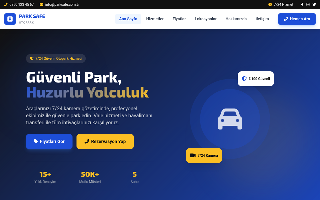 Otopark ve Vale Web Sitesi Projesi