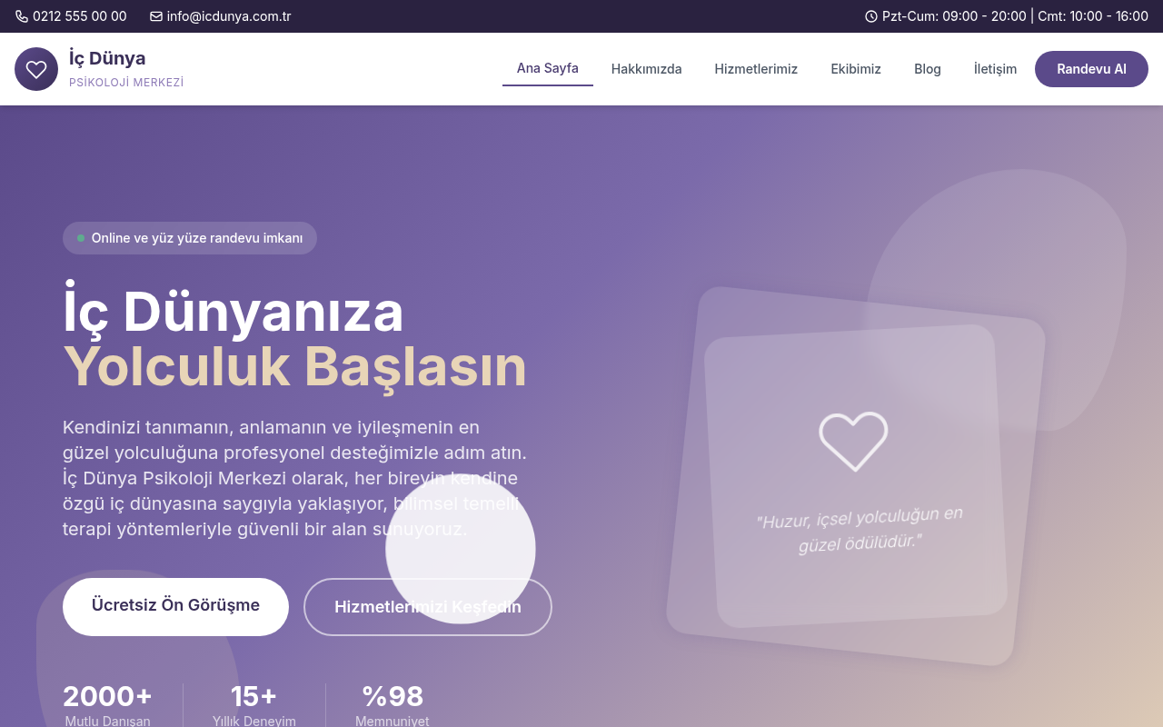 Psikoloji Merkezi Web Sitesi Projesi
