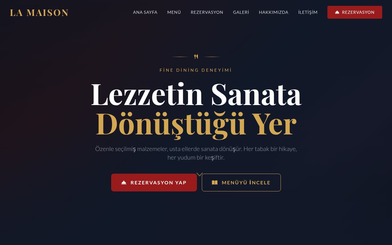 Restoran ve Cafe Web Sitesi Projesi