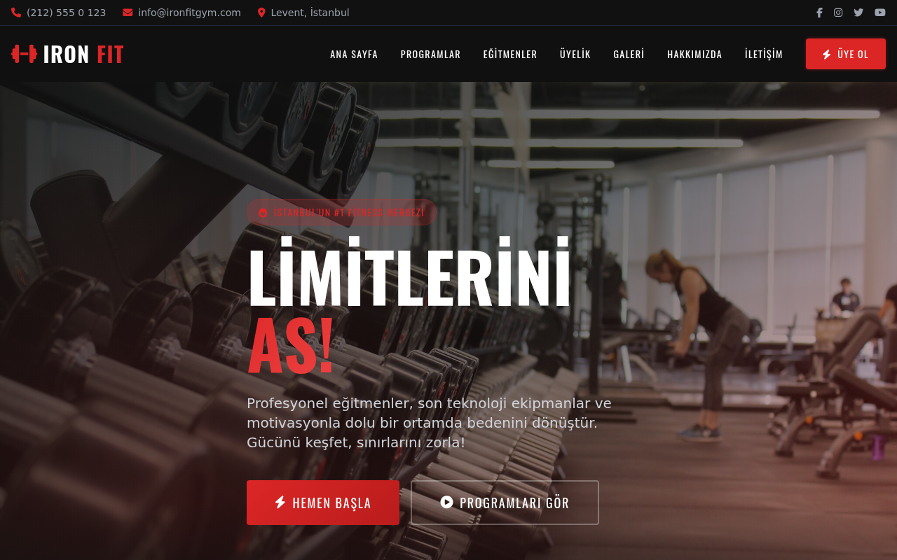 Spor Salonu ve Fitness Web Sitesi Projesi