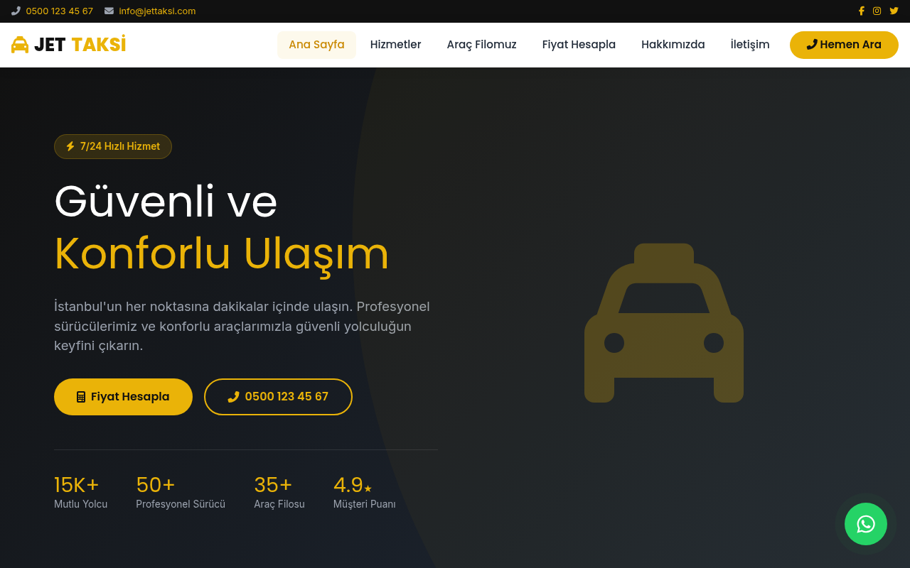 Taksi ve Transfer Web Sitesi Projesi