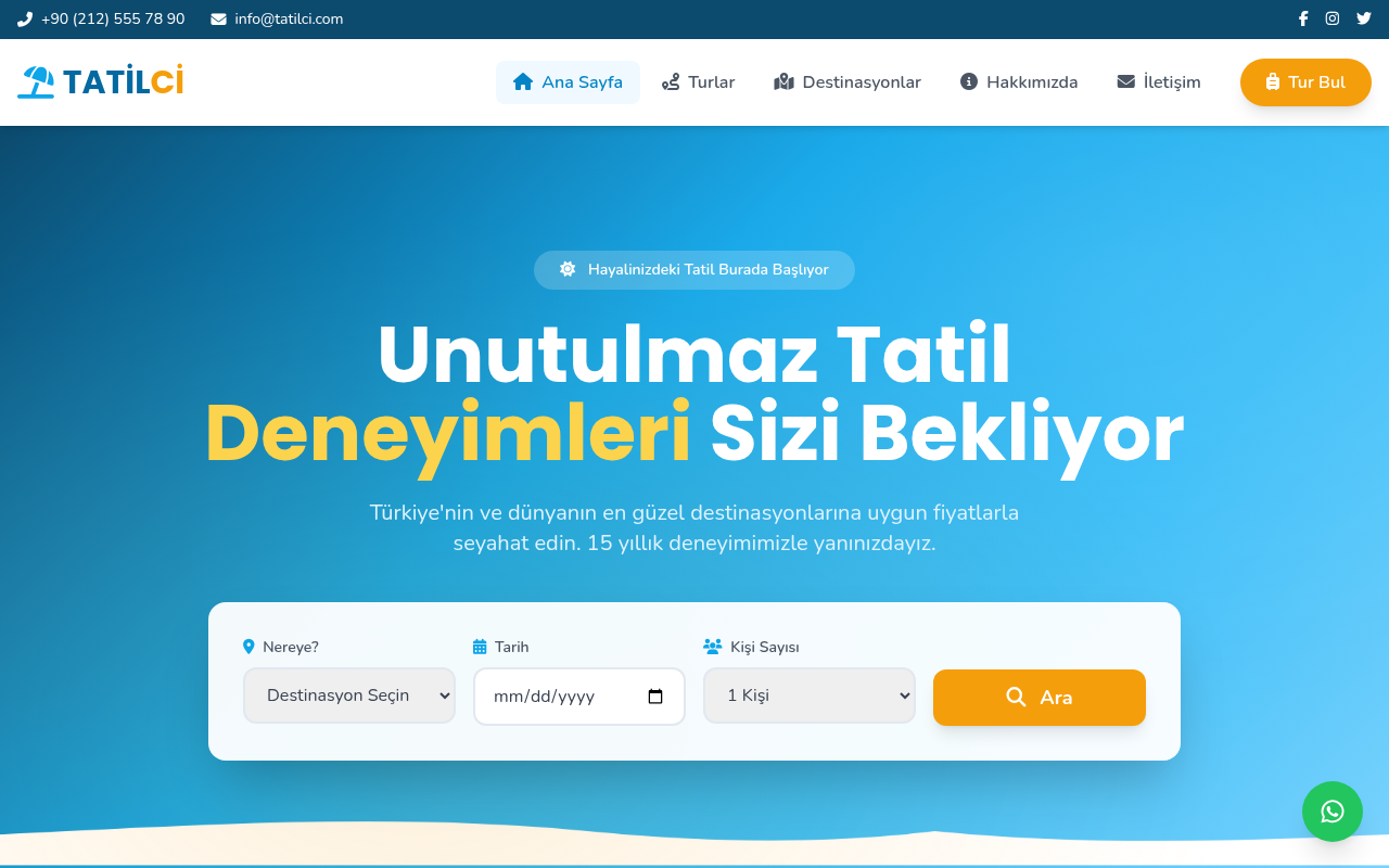 Tatil ve Seyahat Web Sitesi Projesi