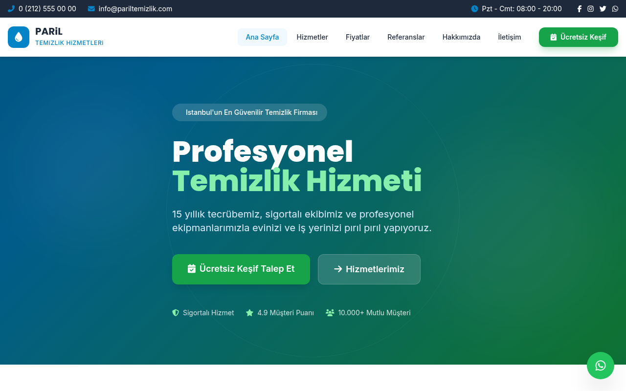 Temizlik Hizmetleri Web Sitesi Projesi