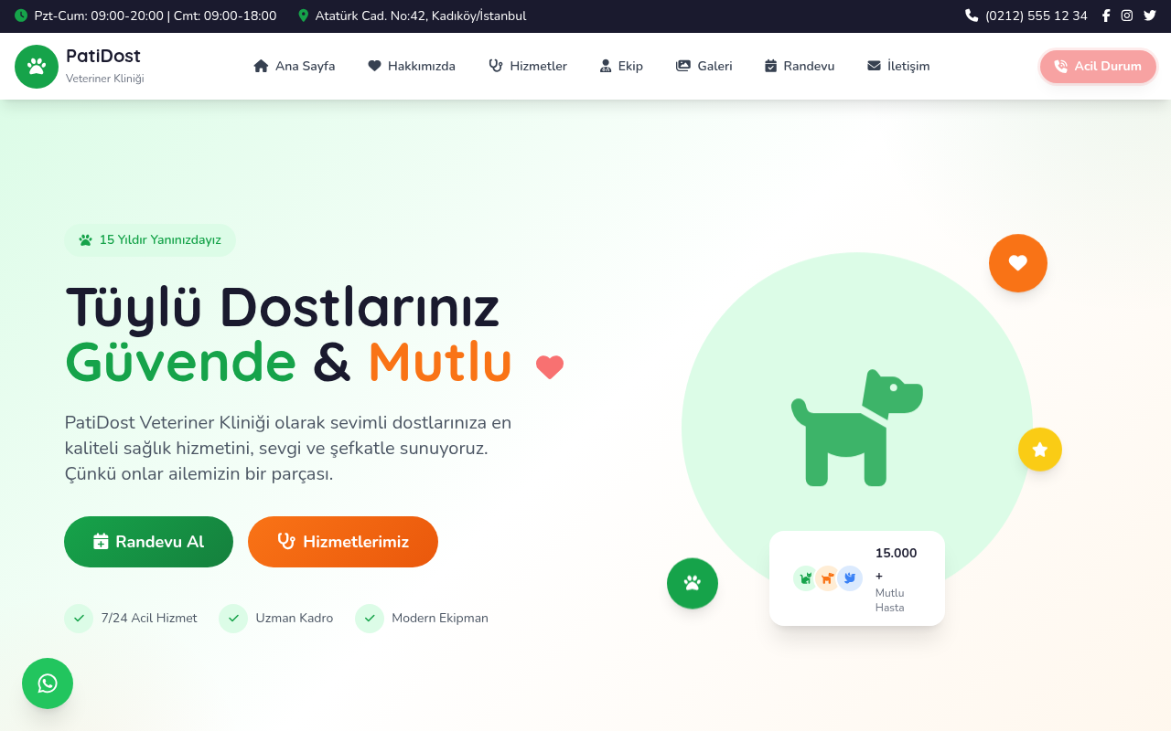 Veteriner Kliniği Web Sitesi Projesi